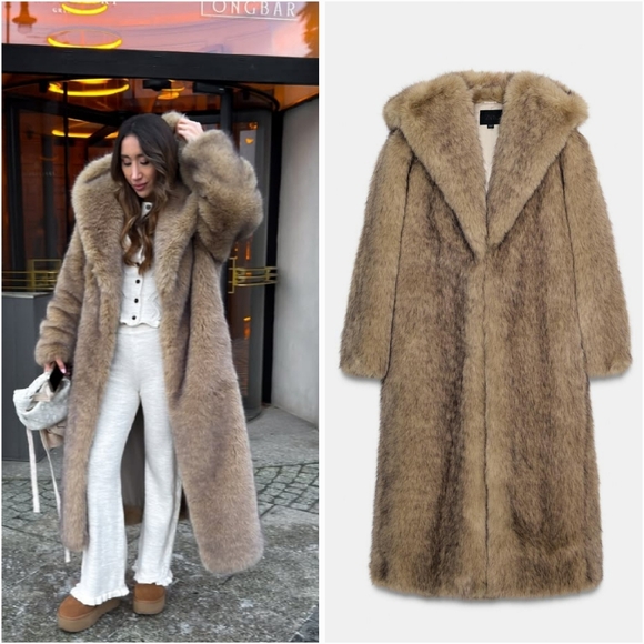 Zara Jackets & Blazers - Zara Hooded Faux Fur Coat